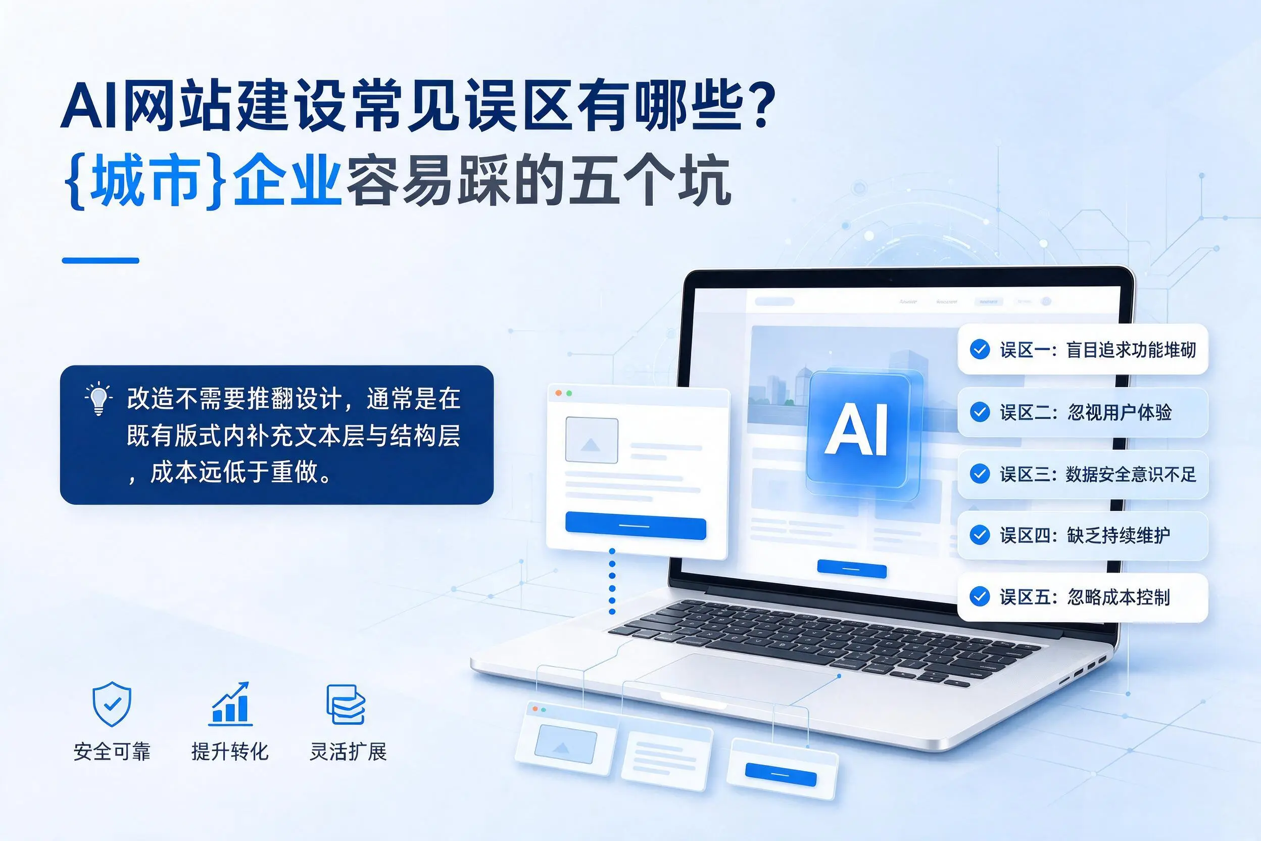 AI网站建设常见误区有哪些？琼海企业容易踩的五个坑