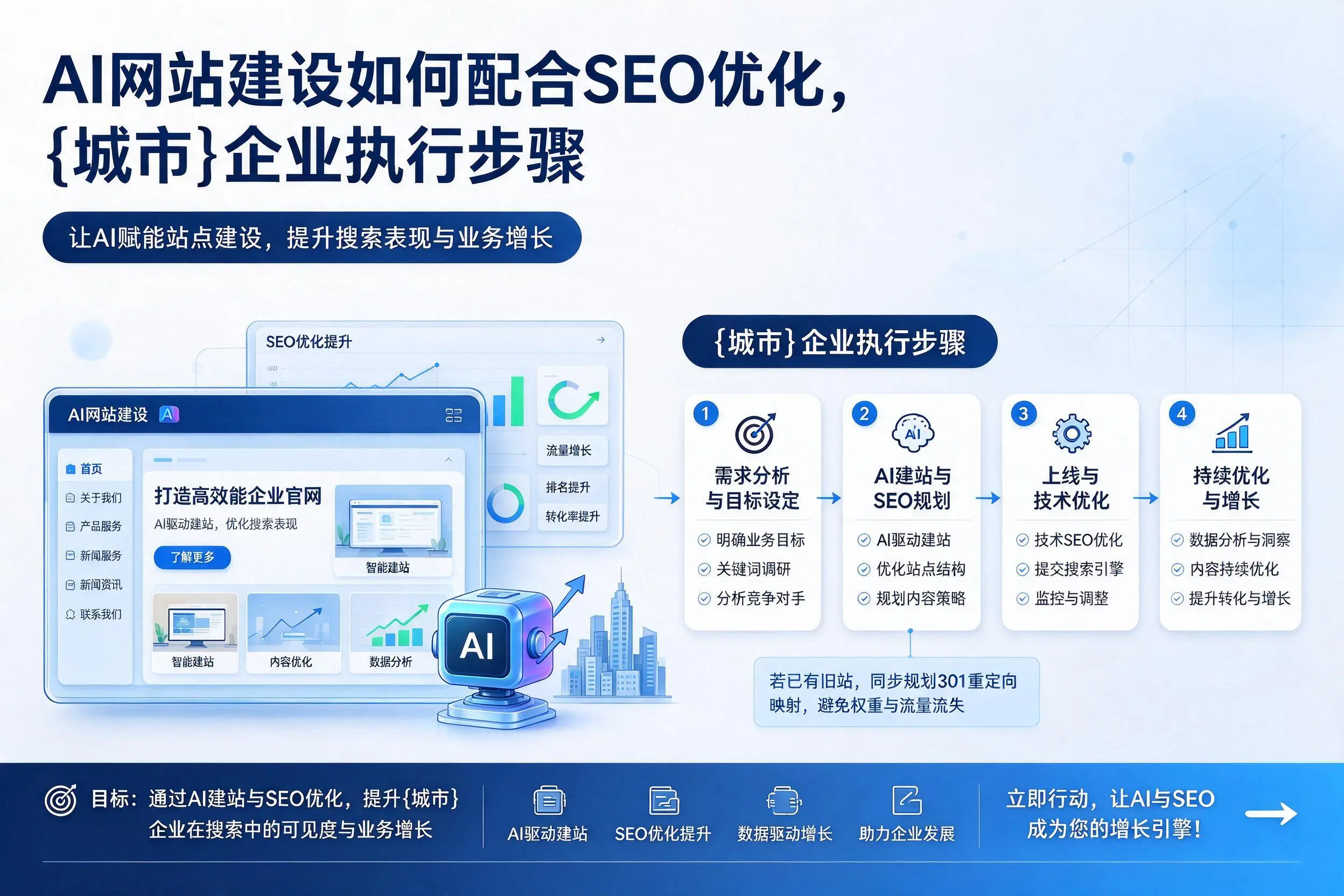 AI网站建设如何配合SEO优化,琼海企业执行步骤