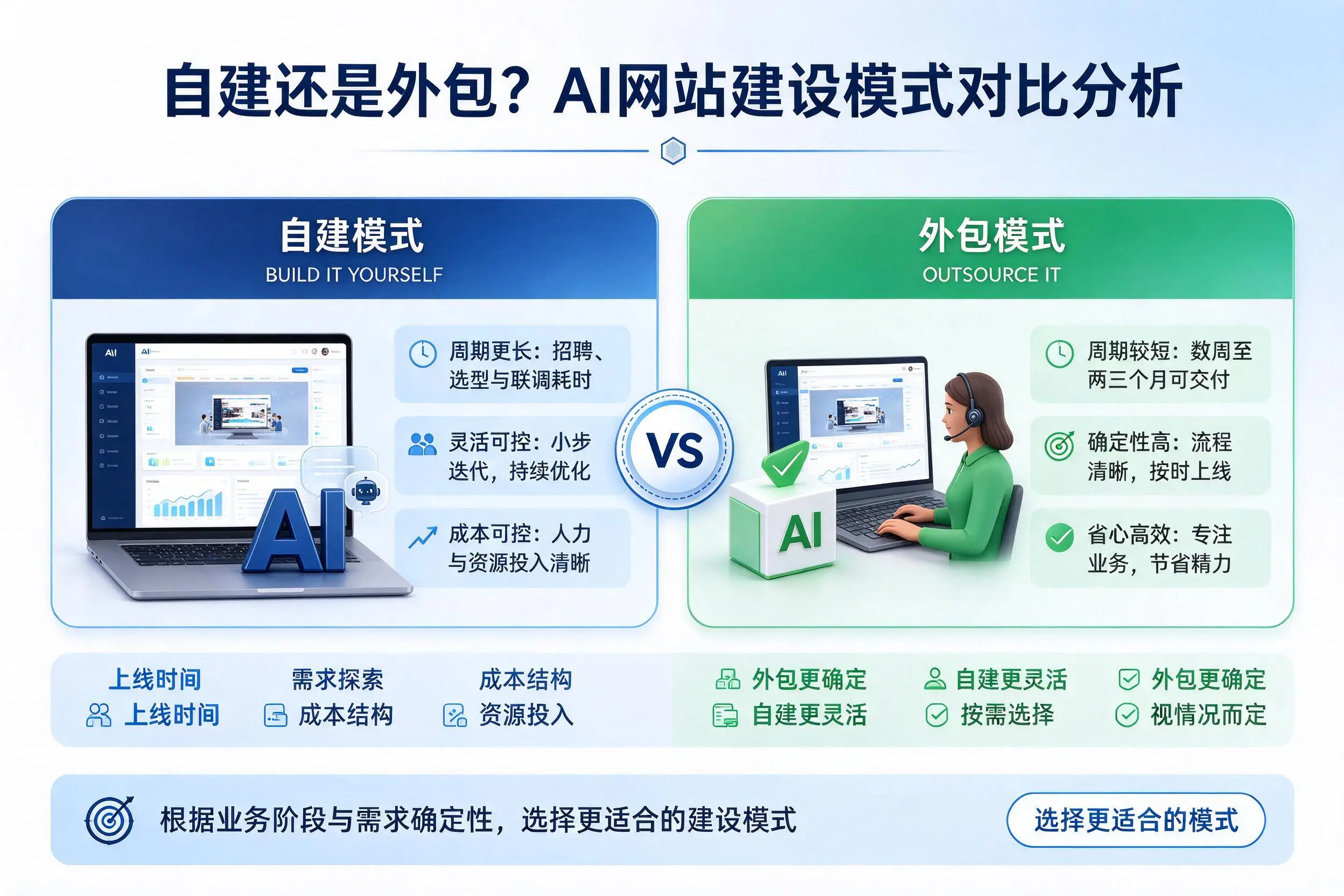 自建还是外包？琼海AI网站建设模式对比分析